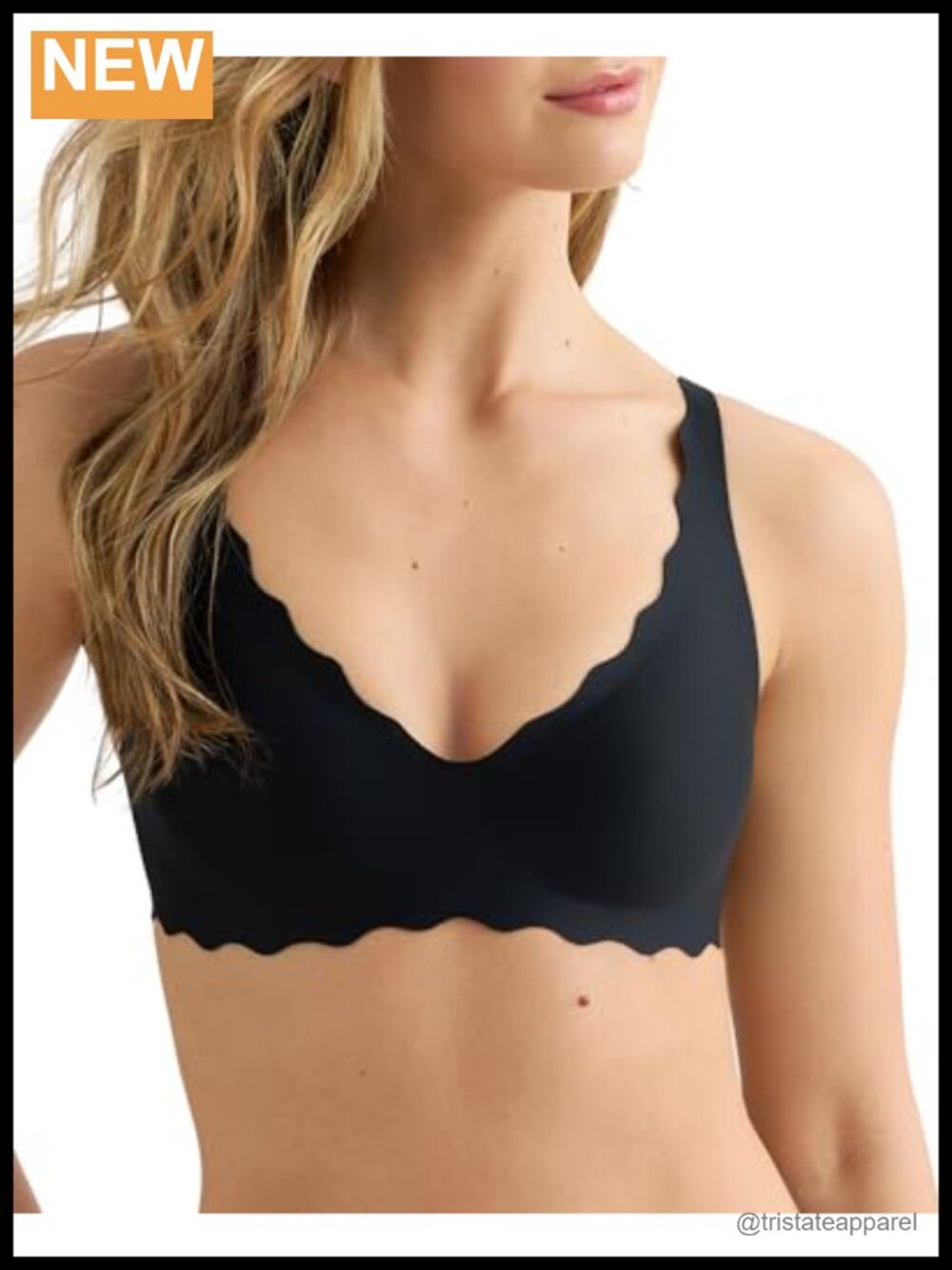 Wire-Free Convertible Bra with Removable Pads and Lace V-Neck